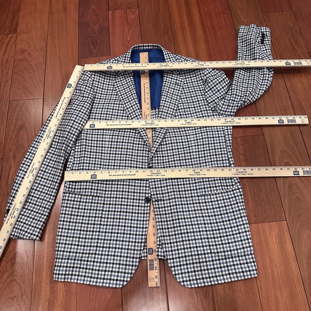 Kiton 100% Cashmere Men's Blazer - Black, Blue and White Checkered size IT 61 - Picture 4 of 17